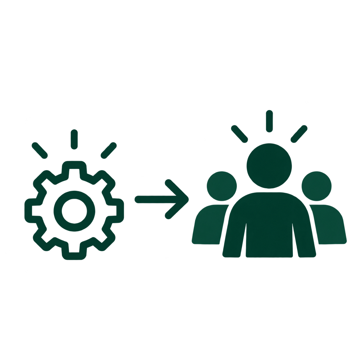 Illustration showing technical expertise transitioning into leadership of a team